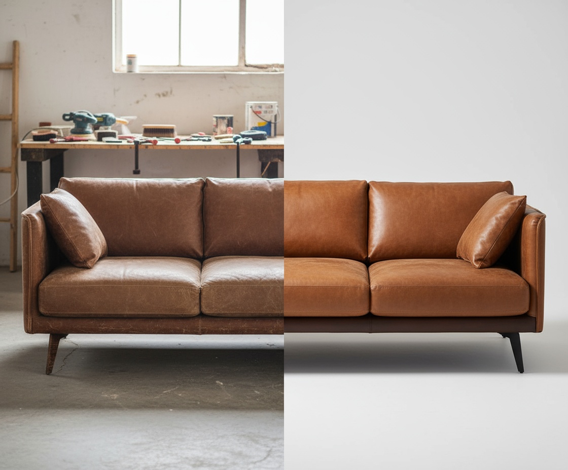 Ремонт и реставрация кожаного дивана в Москве - наши работы